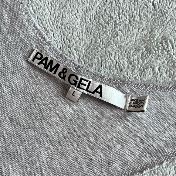 Pam & Gela Feminist Gangsta Glitter Graphic Distressed Racerback Tank Top L - Picture 3 of 13